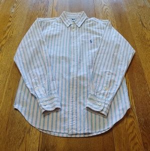 Ralph Lauren Blue & Pink striped button down 8/10